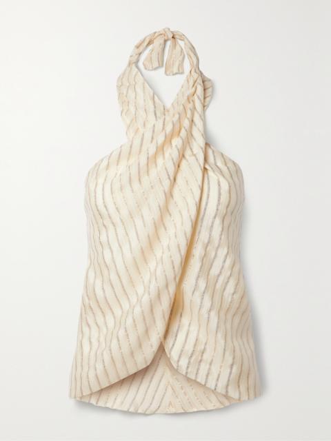 + Net Sustain Gracia Radiante Draped Silk And Lurex Halterneck Top