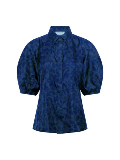 Sansi Top in Electric Navy Printed Silk