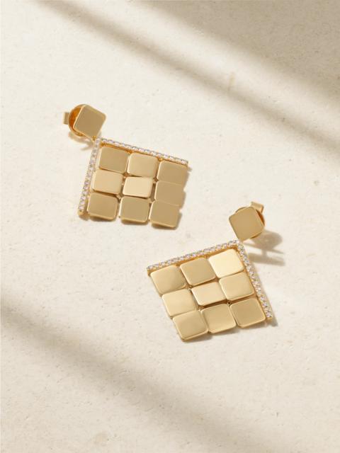 Medium Tile 18-karat Gold Diamond Earrings