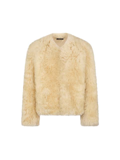 COLLARLESS SHEARLING JACKET