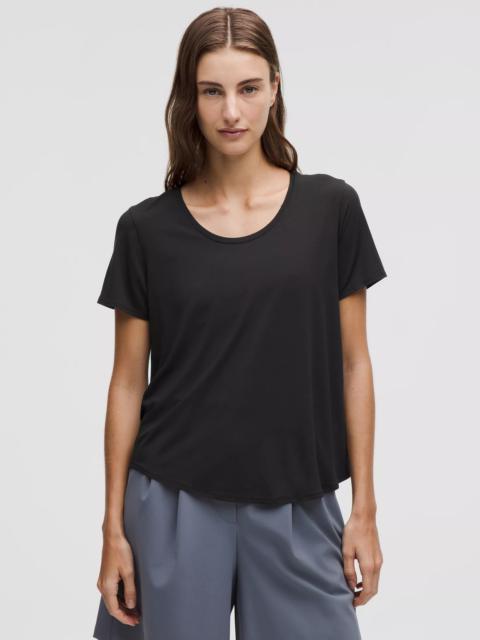 Modal-Silk Twist-Back Short-Sleeve Shirt
