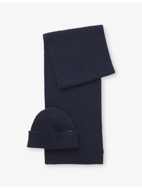 Branded Wool-Blend Hat and Scarf Gift Set
