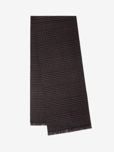 Blue and brown pure wool tartan scarf