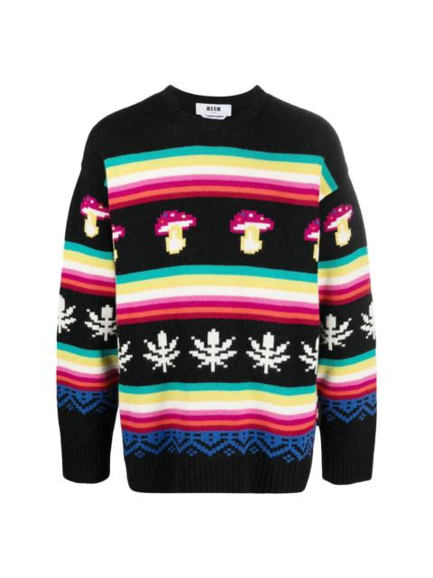 patterned jacquard crew-neck jumper