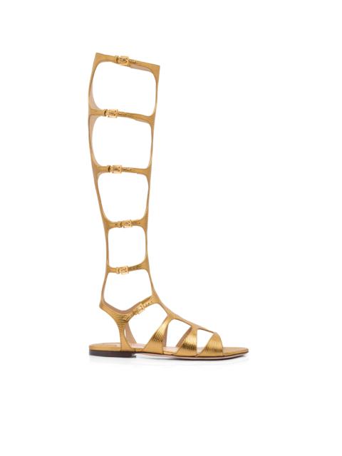 LAMINATED PRINTED LIZARD PARADIS KNEE-HIGH SANDAL