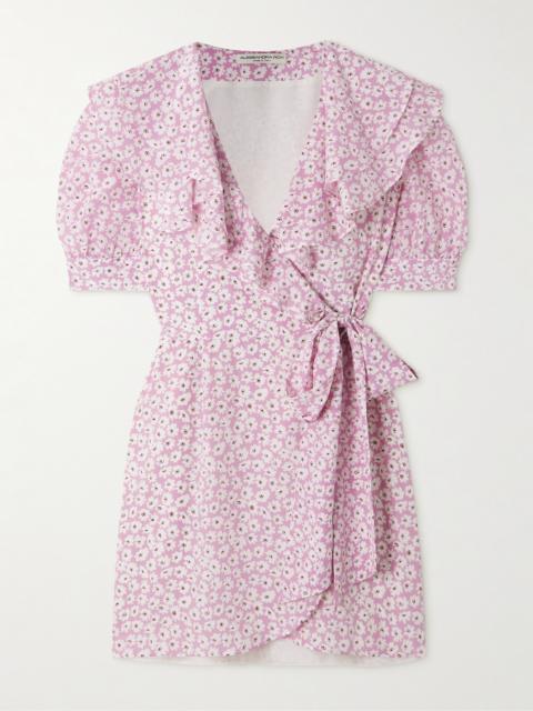 Ruffled Floral-print Silk-georgette Mini Wrap Dress