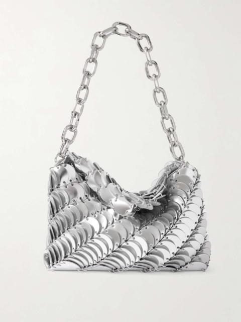 Embellished metallic leather shoulder bag Silver