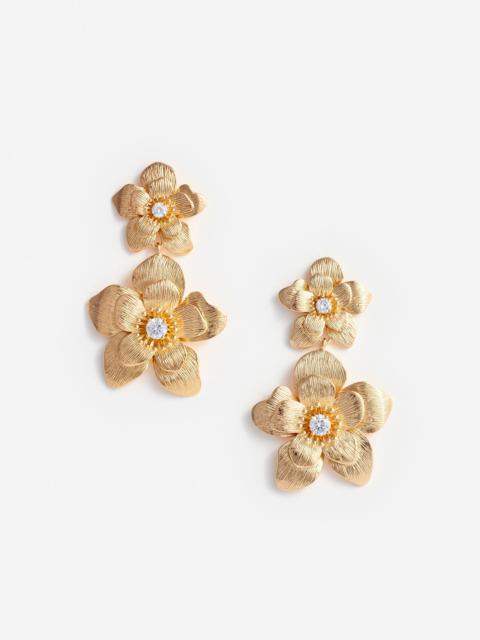 Gold Flower Tiered Earrings