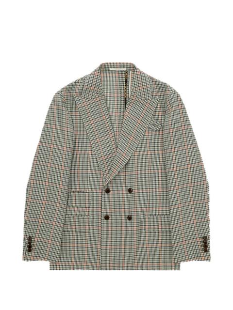 Travel double-breasted plaid blazer