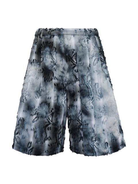 Bleached Effect Check Shorts