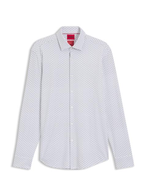 PRINTED SLIM-FIT SHIRT IN STRETCH JERSEY