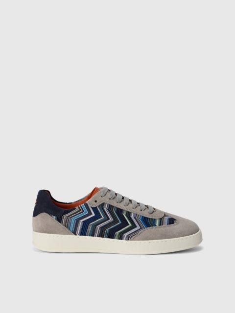 Zigzag fabric sneakers with suede inserts