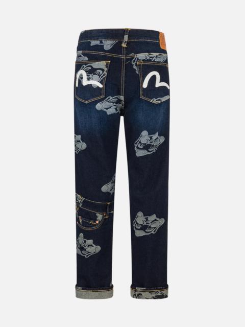 Seagull Embroidery and Godhead Jacquard Straight Fit Jeans