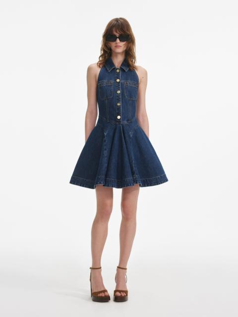 Denim Sleeveless Flared Mini Dress