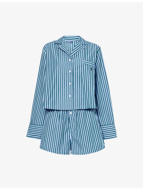 Stripe Crop Boxer Short Cotton Pyjama Set