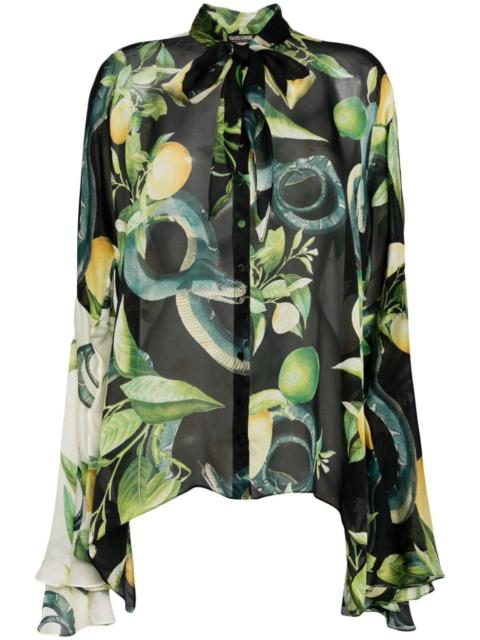 graphic-print silk shirt