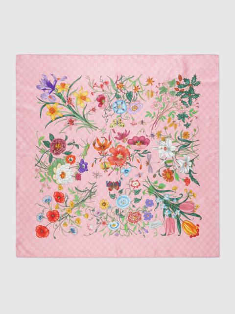 Flora print silk twill scarf