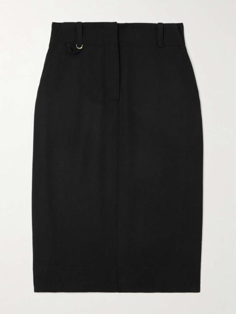 Bari belted wool midi skirt