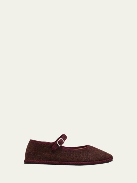 Mary Jane Wool-Blend Flats
