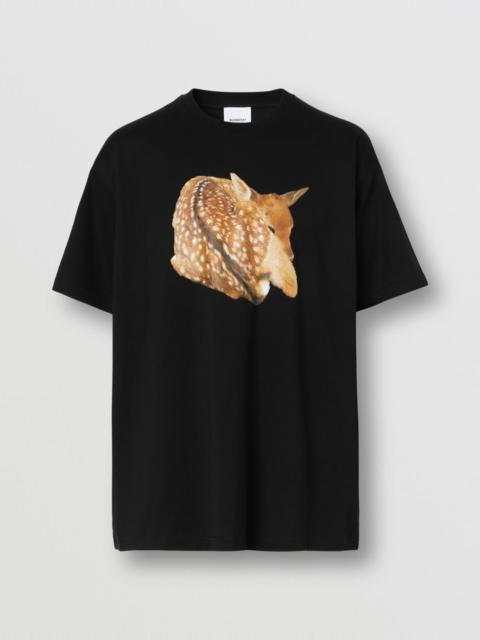 Deer Print Cotton Oversized T-shirt