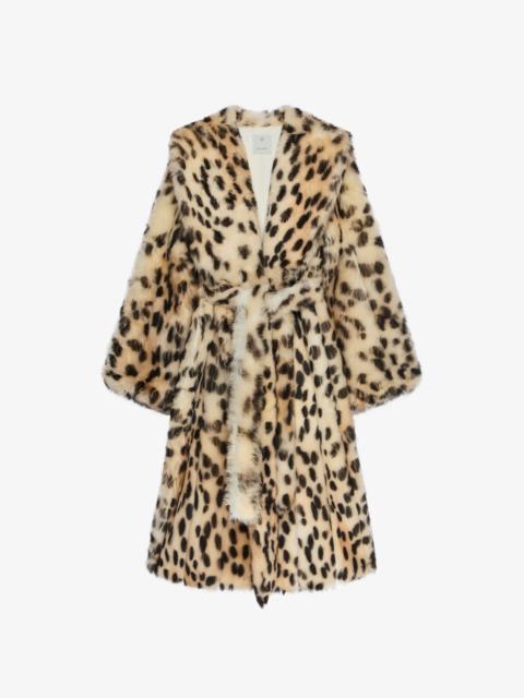 OVERSIZED COAT IN FUR WITH LEOPARD PRINT