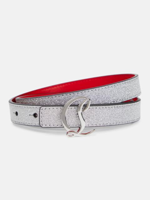 Glitter logo leather belt