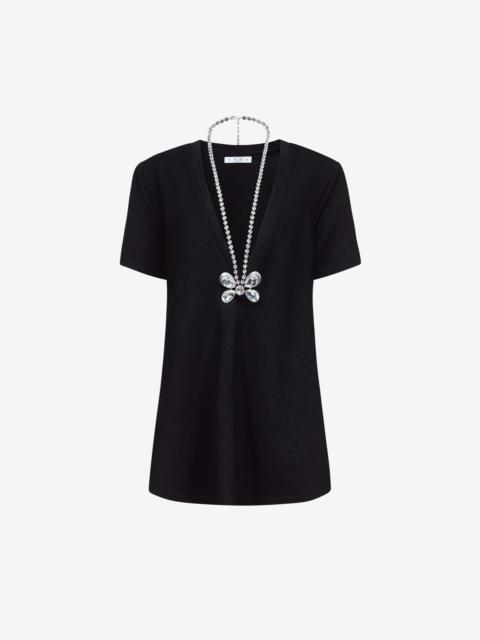 CRYSTAL BUTTERFLY V-NECK T-SHIRT DRESS