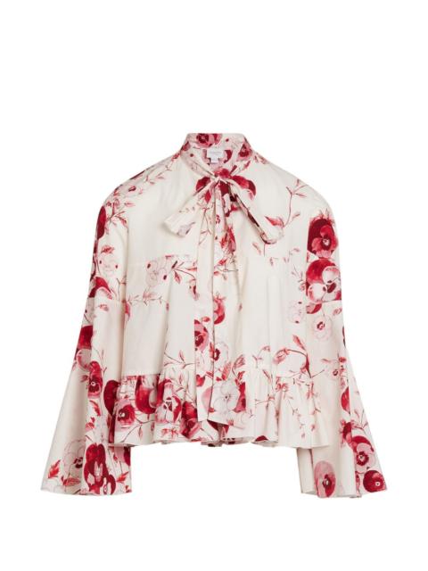 bow-detail floral-print blouse