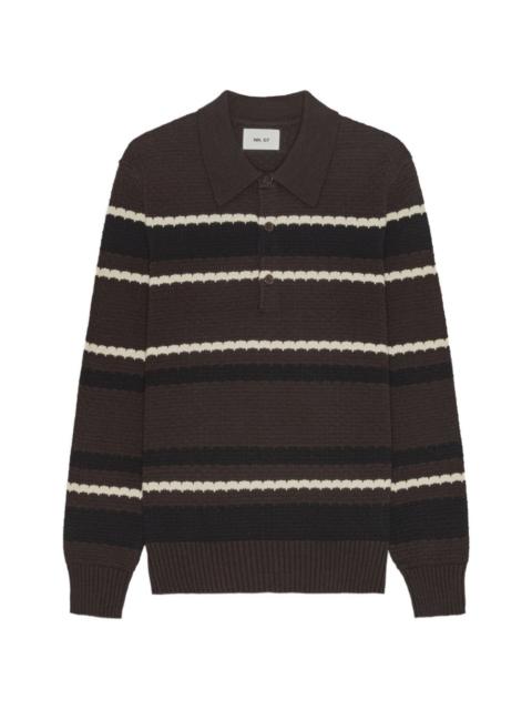Alfie striped long-sleeve polo shirt