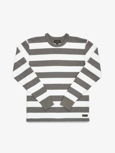 11OZ COTTON KNIT LONG-SLEEVED SWEATER - GREY/WHITE