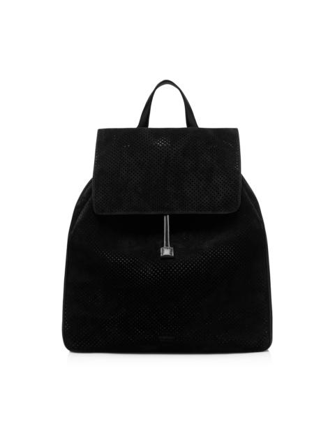PERFORATED CASHMERE SUEDE T-LINE FLAP BACKPACK