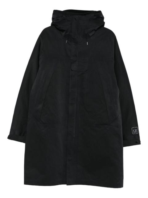 hooded panelled coat