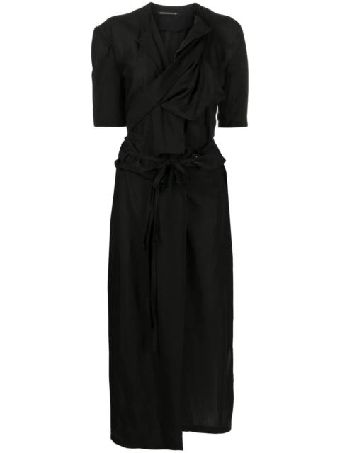 belted short-sleeve coat