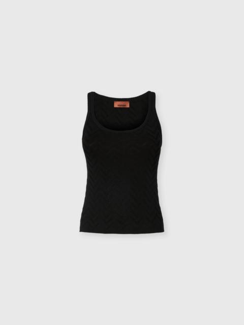 Stretch Chevron Cotton and Viscose Tank Top