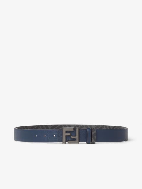 FF Squared Belt Dark blue leather and black FF Canvas reversible belt