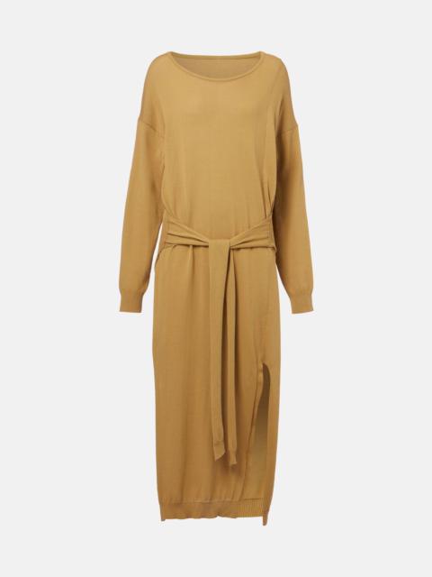 Trompe-l'œil cotton midi dress