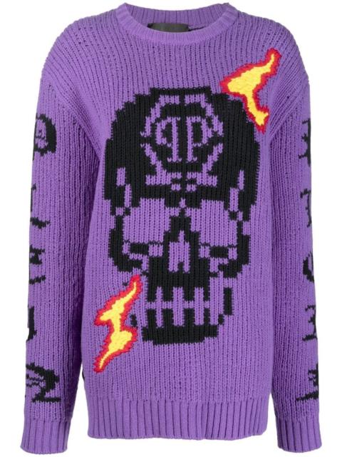SKull intarsia-knit jumper
