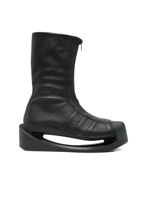 zip-front platform boots