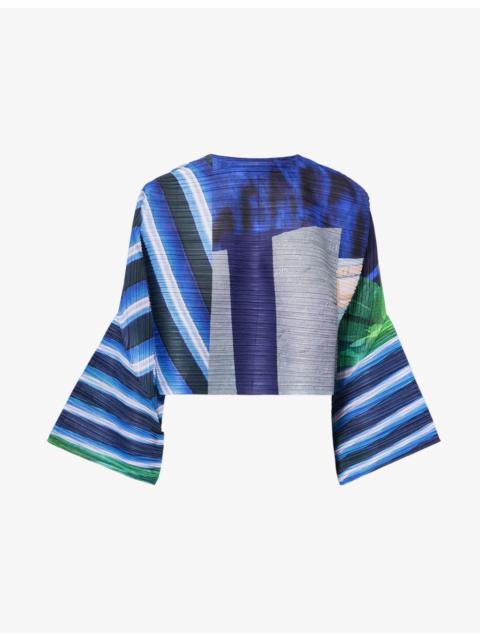 City Collage Cropped Knitted Cardigan