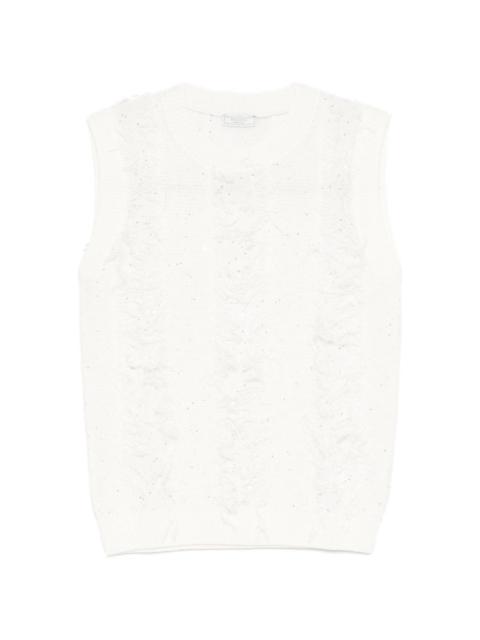 knitted sequin-embellished vest