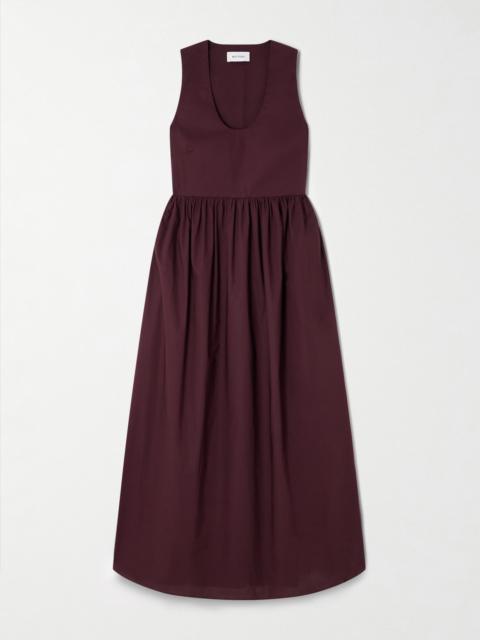 Gathered Organic Cotton-poplin Midi Dress