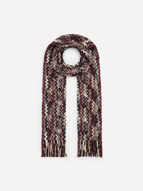 Red Zig-Zag Fringed Wool Scarf