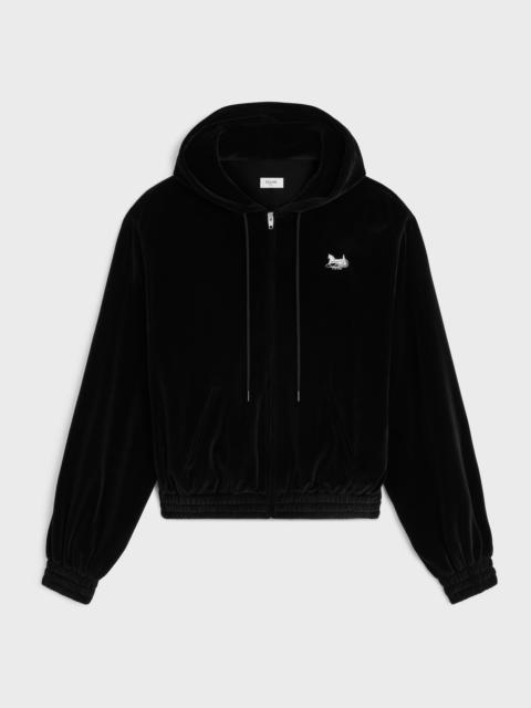 loose zip up hoodie IN velvet jersey