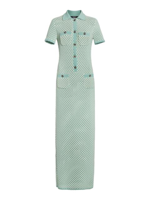 Crocheted Compact Cotton Midi Dress green