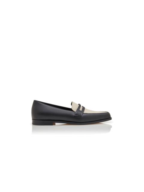 Black and Cream Calf Leather Loafers