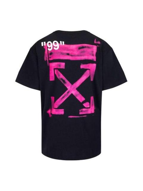 Men's Off-White Arrow Pattern Short Sleeve Loose Fit Black T-Shirt OMAA038R191850151028