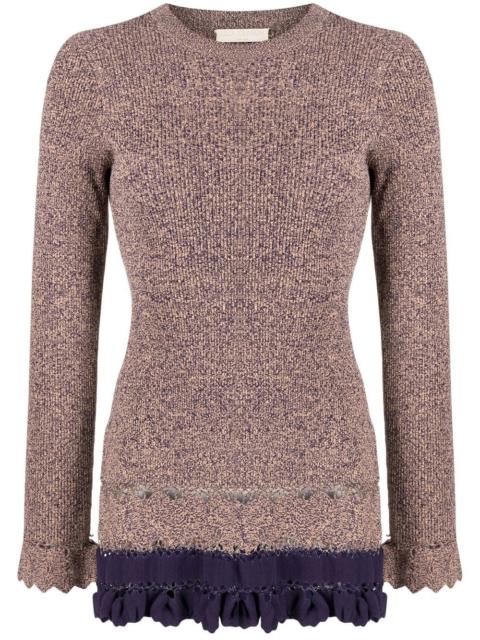 ribbed ruffle-trim jumper