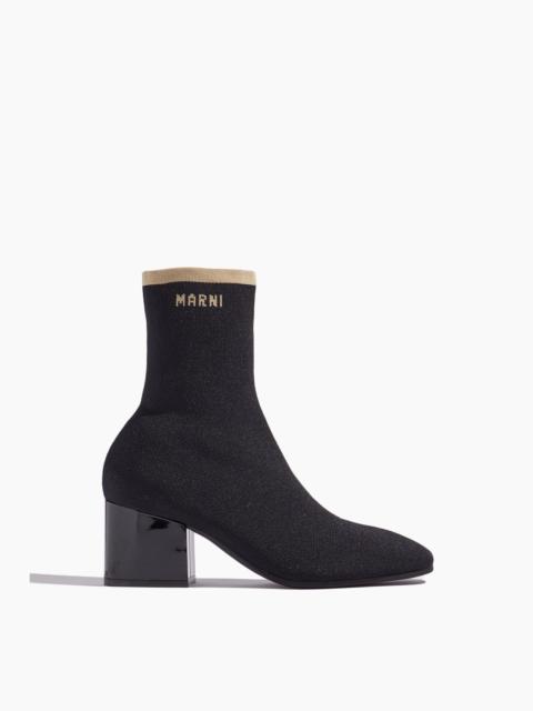 Knit Ankle Boot in Black/Ecru
