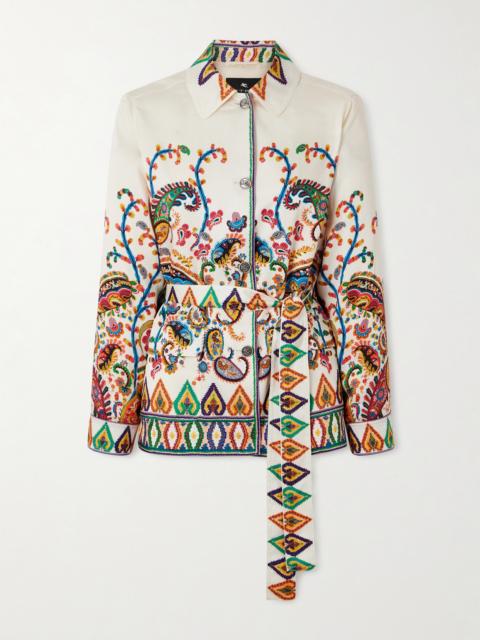 Safari Belted Paisley-print Satin-twill Jacket