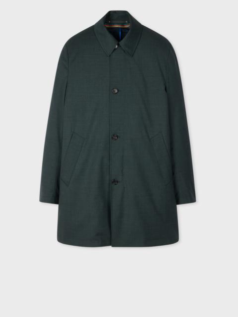 Dark Green Melange 'Storm System' Wool Mac With Detachable Gilet